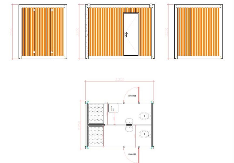 Plattegrond dubbele badkamer unit