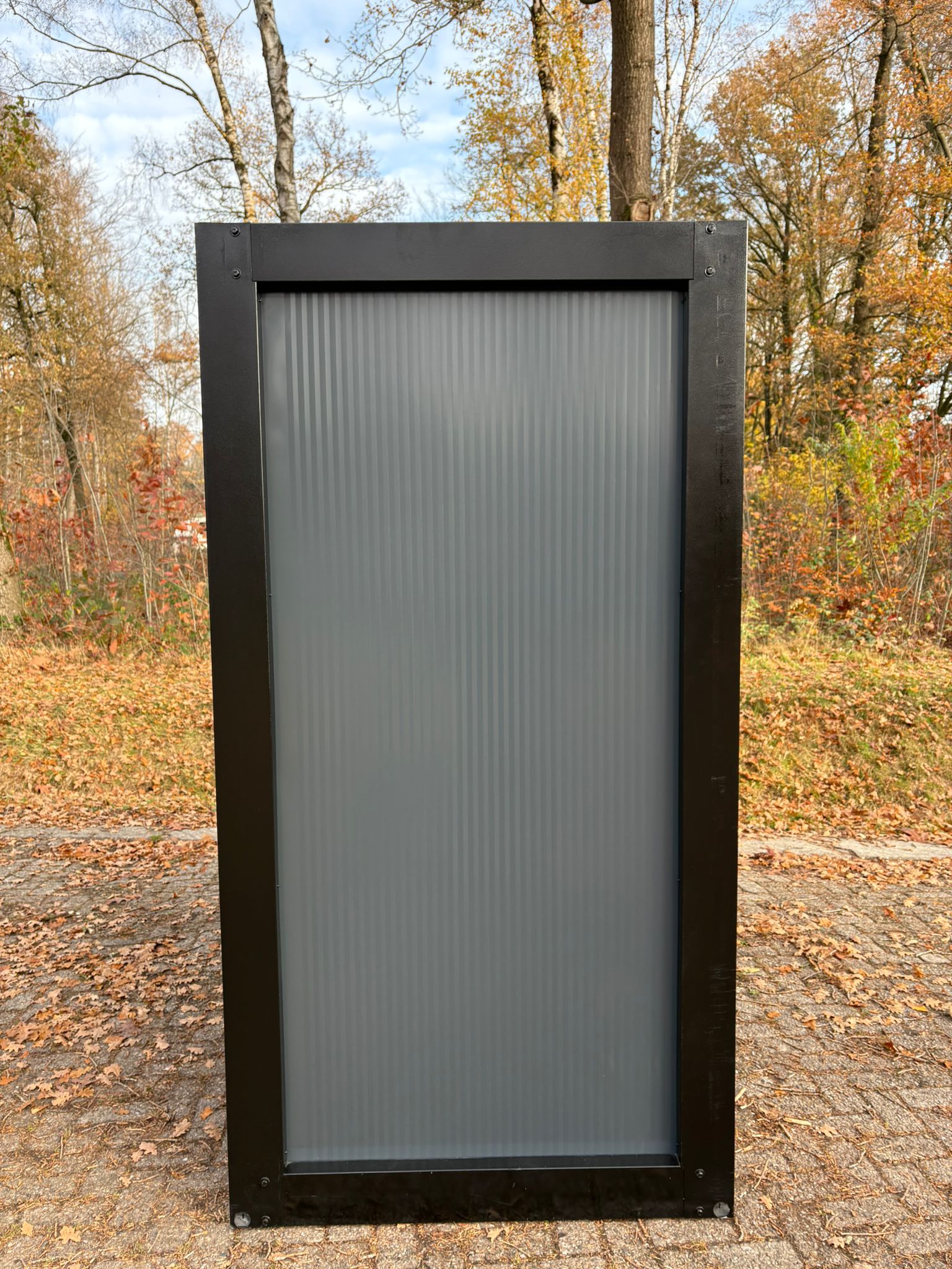 Zijkant glad douche unit met omkleedruimte Buitenzijde glad douche unit met omkleedruimte