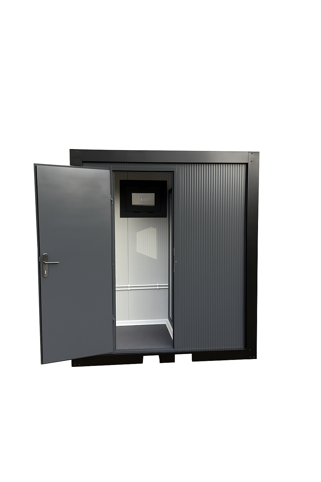 douche unit met omkleedruimte vooraanzicht Douche unit met omkleedruimte