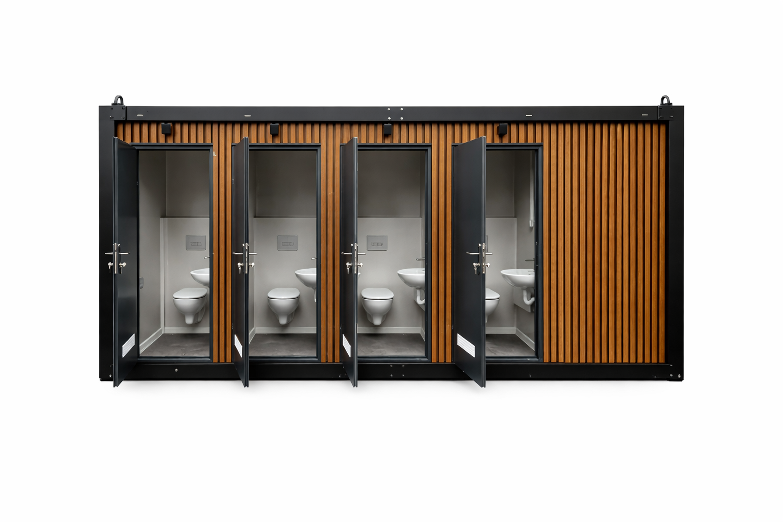 Voorzijde sanitaire unit 4t-4d Sanitair of toiletgebouw voor campings en vakantieparken