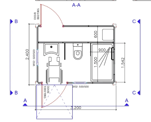 Plattegrond MIVA badkamer
