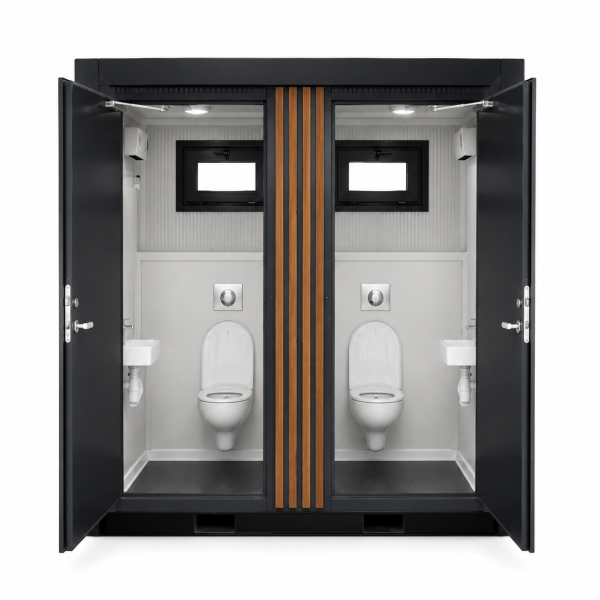 Dubbele toilet unit met hangtoilet kopen van Mobieltoiletkopen.nl